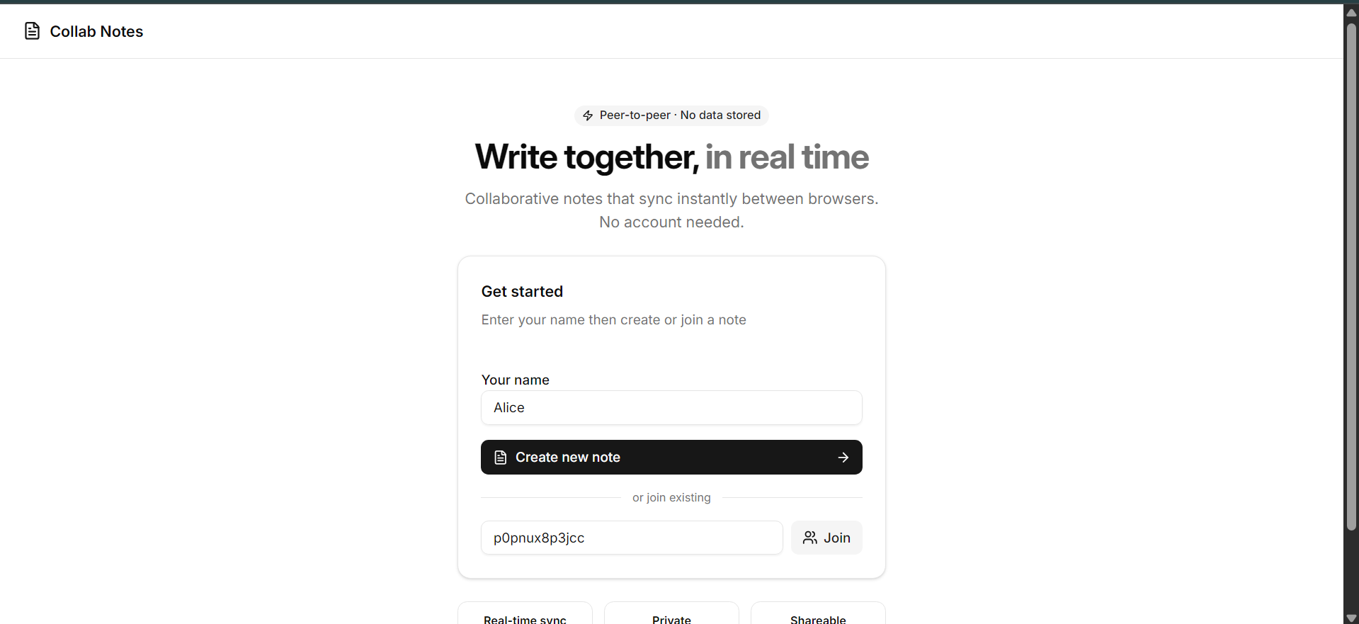 Collaborative Note App